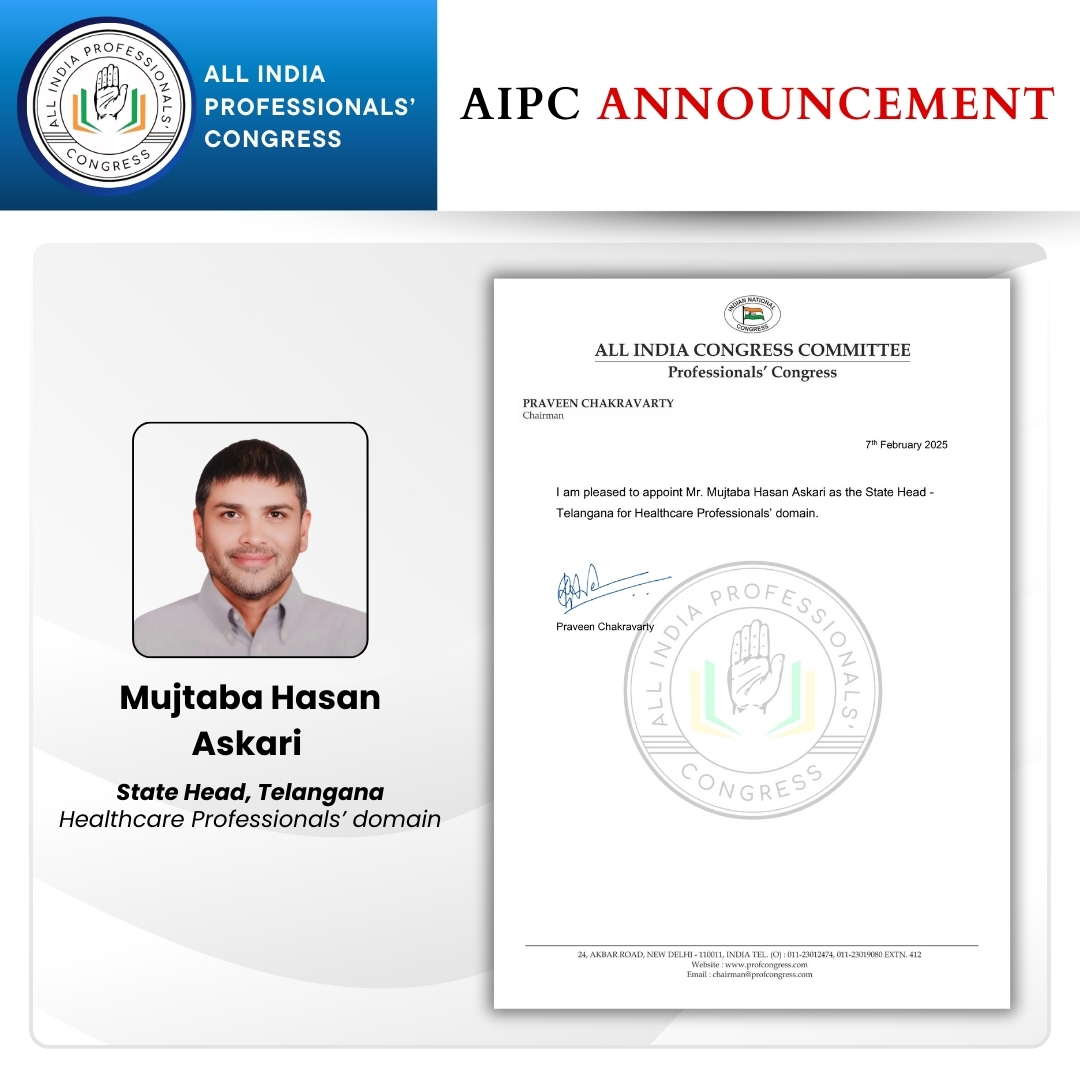 Appointed as State Head of Health Care Domain for AIPC